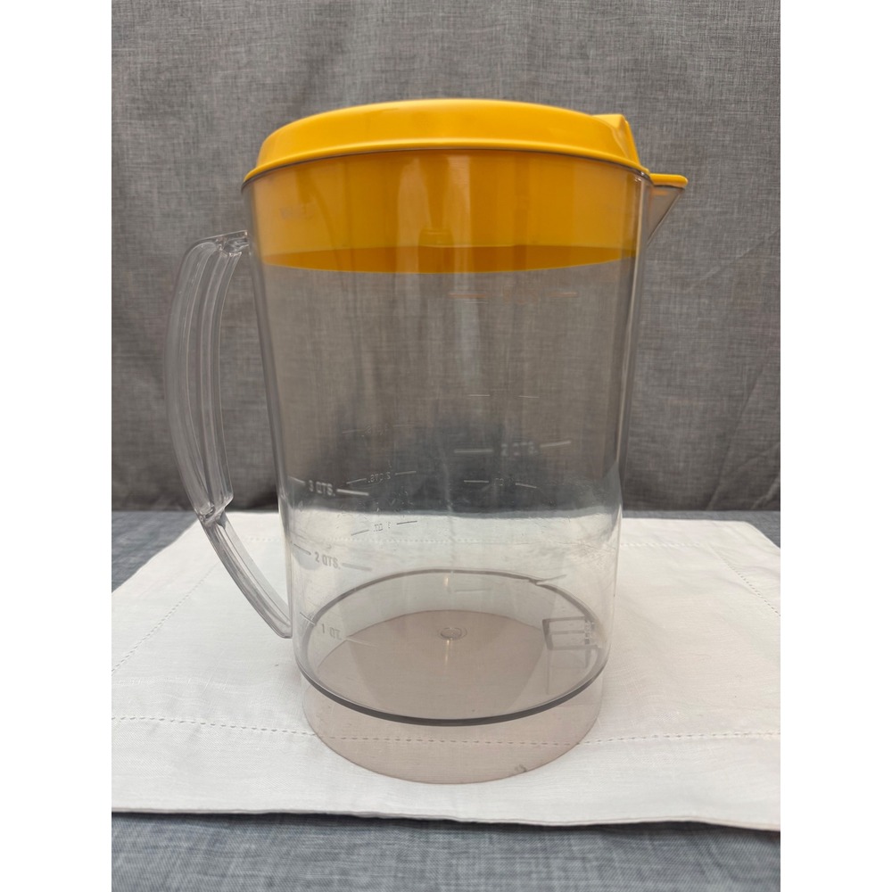 Mr Coffee 3 Quart Iced Tea Maker Replacement Pitcher Carafe Yellow Lid Clear